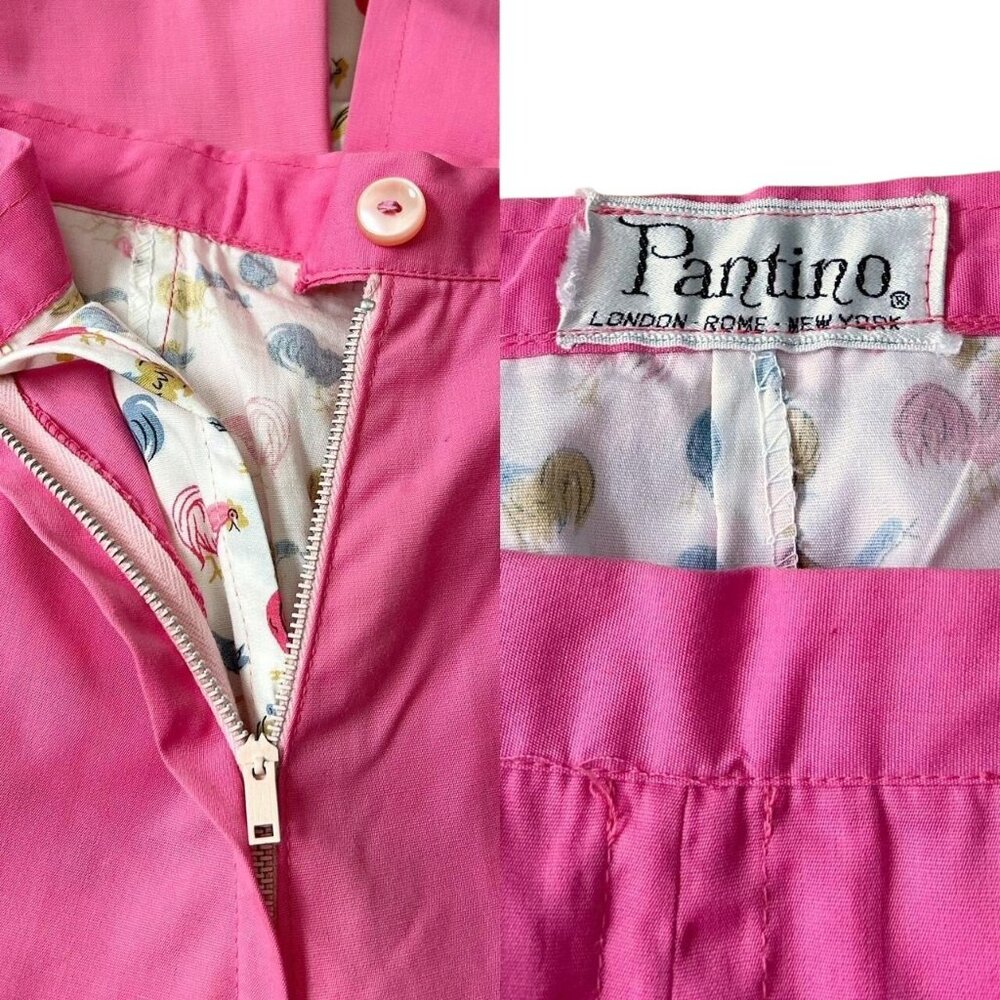 60s Vintage Highwaisted Skort Pink Skirt White Shorts Chicken Print Pantino. - Picture 7 of 8